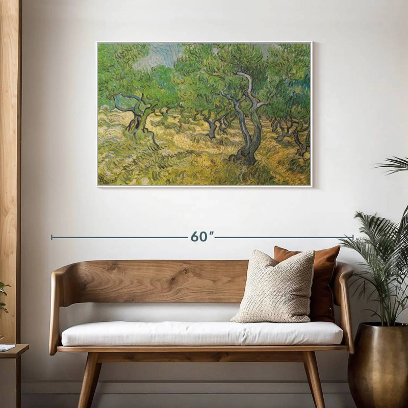 Olive Grove, 43 po x 29 po, Cadre flottant blanc