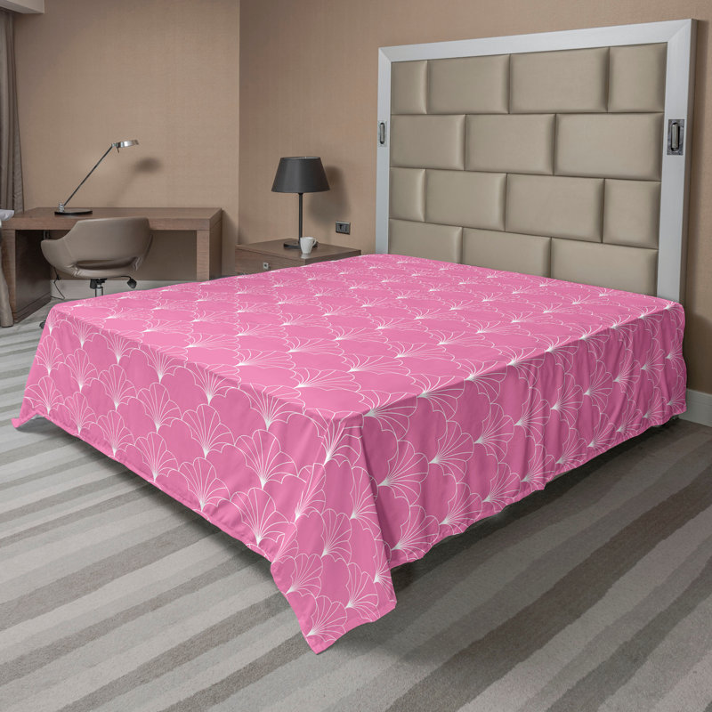 Polyester Floral Flat Sheet, Pink/White, Full Flat Sheet