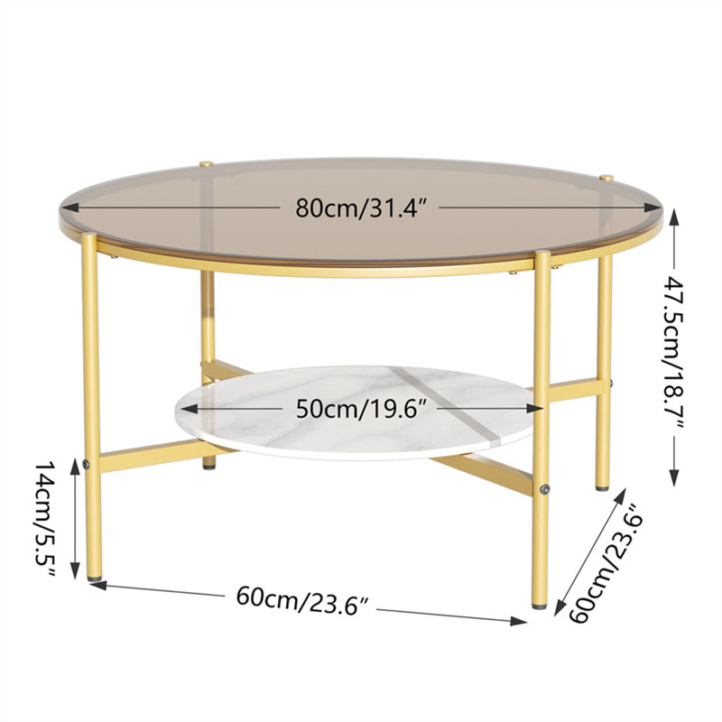Ylve Coffee Table, Gold, Brown
