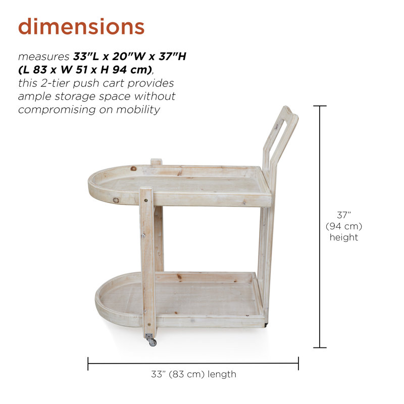 Chariot de rangement en bois à 2 niveaux avec roulettes
