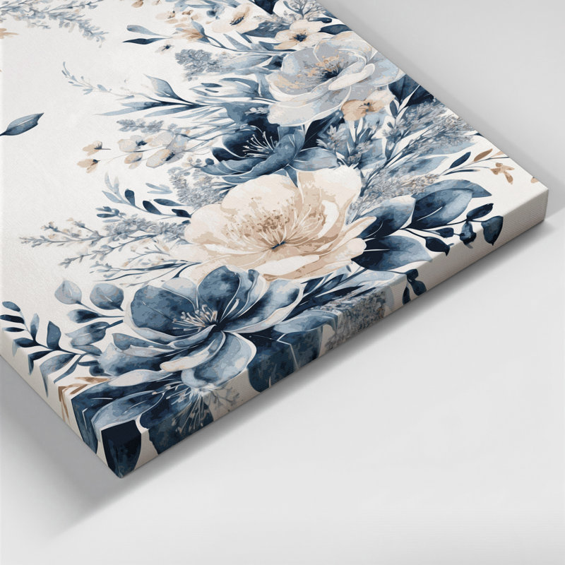 Aquarelle, art floral sur toile beige, H 12 po x l 18 po