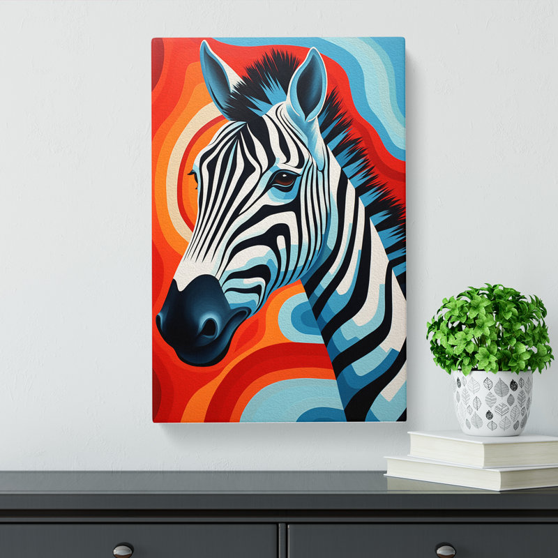 Zebra Hard Edge - No Frame Print, 60cm H x 40cm W x 3cm D