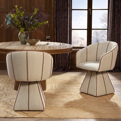 Kesslyn Modern Upholstered Swivel Dining Chair with Barrel Back and Auto-Return Base