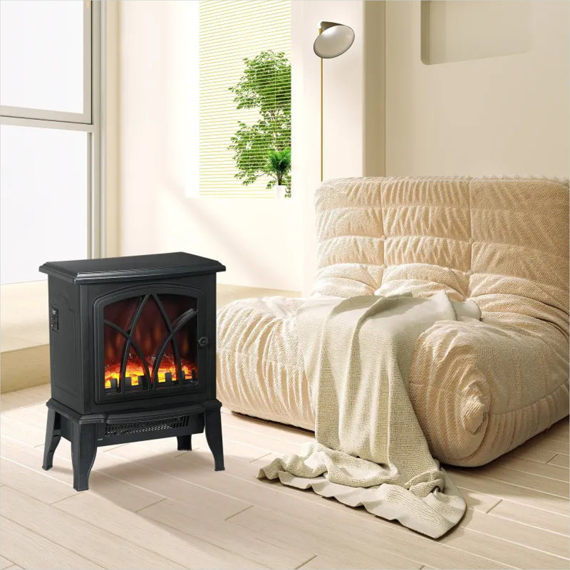 Indoor Freestanding Electric Stove Heater in Deep Black, 14.25 x 9.5 x 18 Inches