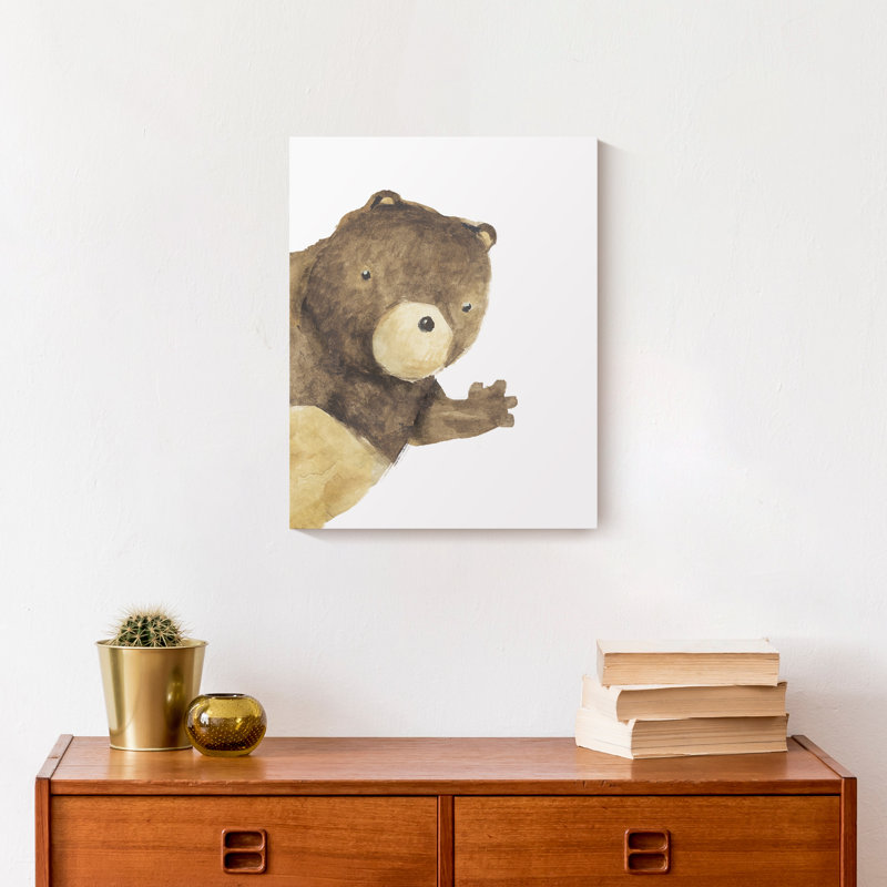 «Hello Bear Waving», reproduction sur toile, H 14 po x l 11 po