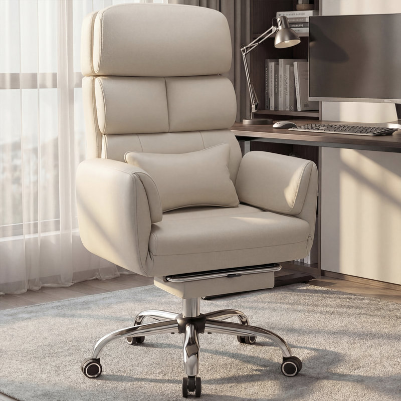 Fauteuil de direction avec repose-pieds réglable Edinson, Beige