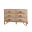 Commode 6 tiroirs - Commode à relief géométrique avec pieds en métal doré, console moderne pour salon / chambre à coucher