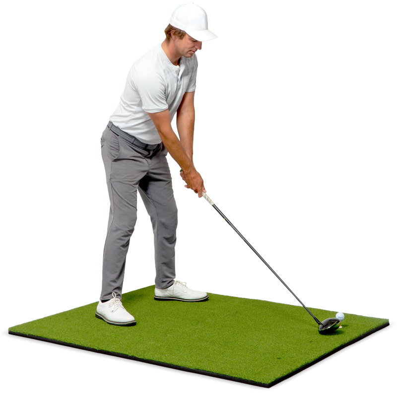 Green Artificial Turf Golf Hitting Mat with Rubber Tees