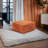 Stylish Pouffe with 100% Hornbeam Frame, 33.5 x 33.5 x 15.7 inches | Soft 100% Linen Upholstery, 32 DNS Foam for Comfort | Vibrant Orange Color, Perfect for Living Room & Bedroom | Durable Plastic Legs