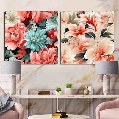 Greenock - Ensemble de 2 collages carrés floraux