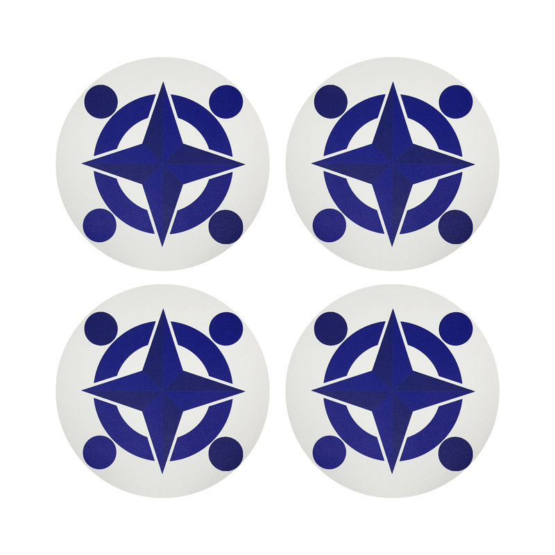 Constellations Compass Vegan Leather Round Coasters
