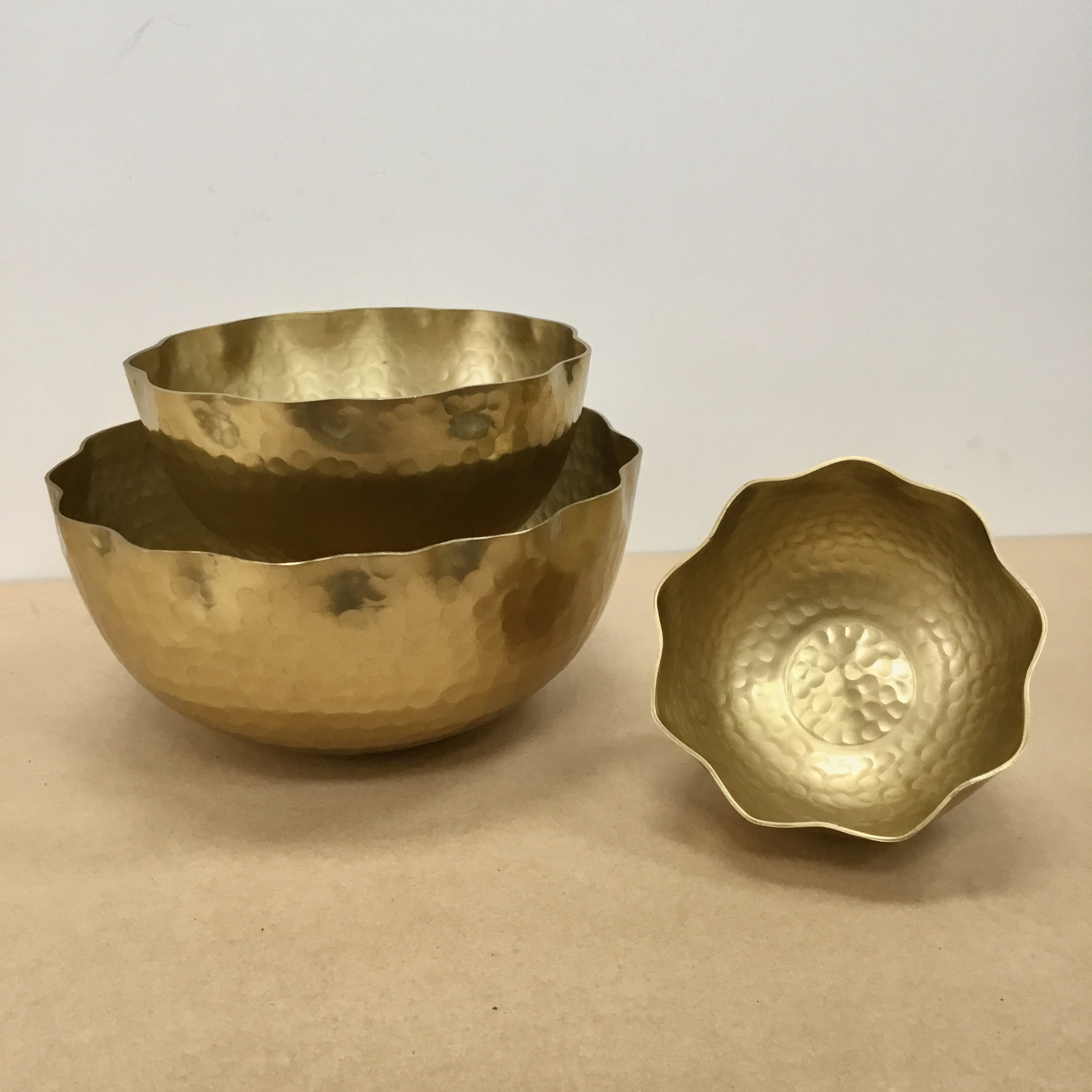 Rosdorf Park Joean Gold Gilded Stainless Steel Set Of 3 Hammered ...