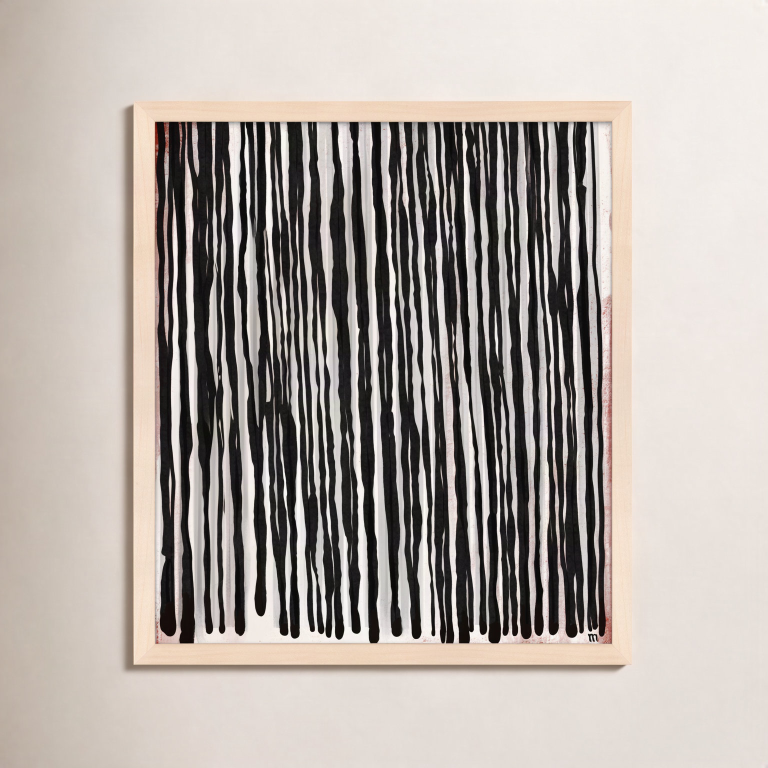Black Waterfall by Marco Marella For Studio M, Maple Paper Framed, 16" H x 16" W