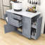 Chariot roulant pour îlot de cuisine avec poubelle inclinable, abattant, armoire coulissante et 2 tiroirs-976288862