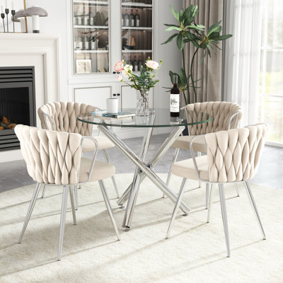 Elegant Round Glass Dining Table Set