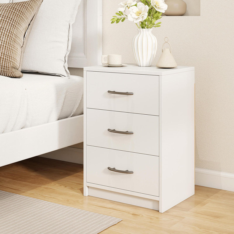 Table de chevet moderne à 3 tiroirs avec ensemble de rangement anti-basculement pour la chambre à coucher, Individuel