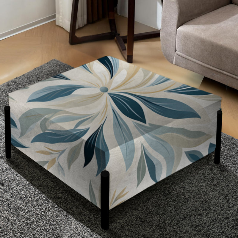 Tranquil Patterns II - Floral Large Square Ottoman