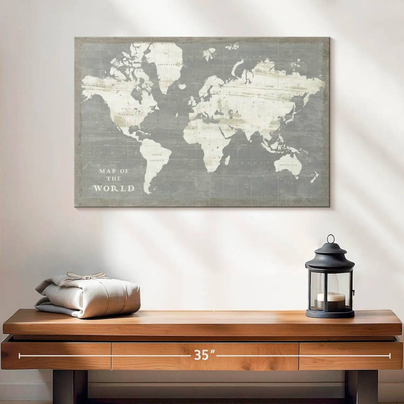 Aliaz Slate World Map, 16" H x 24" W