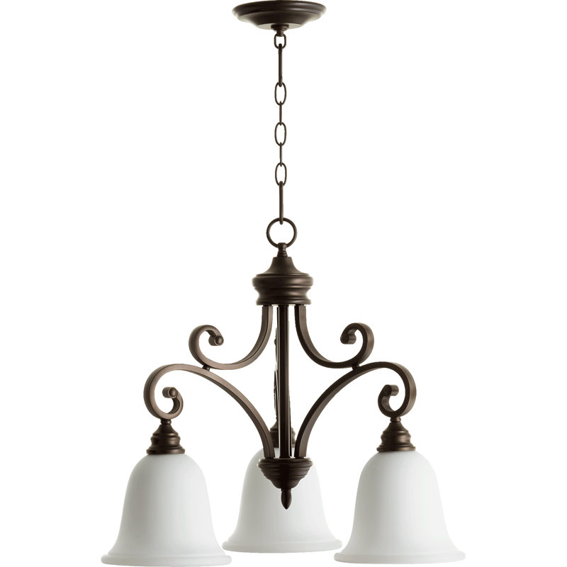 Lustre classique / traditionnel à 3 lumières Cambron, Bronze huilé, Opale satinée