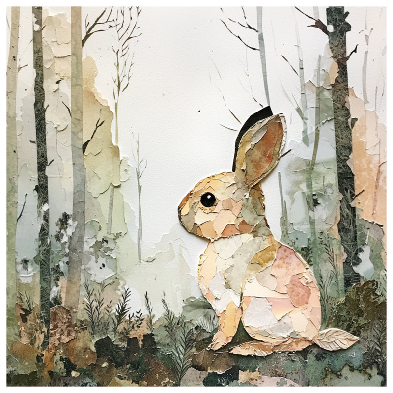 Édredon Collage Forest Rabbit, Lit simple