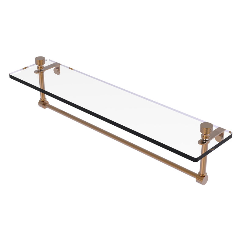 Ballenas Bracket Shelf with Towel Bar, Brushed Bronze, 5' H x 22' W x 5' D