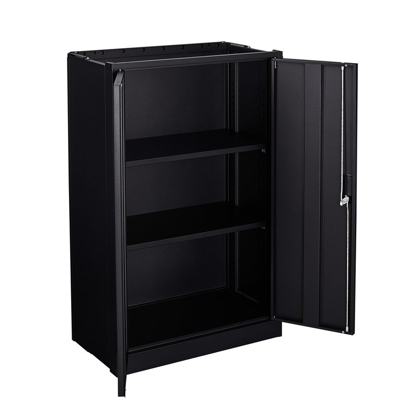 Black Storage Locker, Adjustable Height Dividers, Handle Locks, Solid Steel Tube Locking Shaft Metal Locker Cabinet, Doors,