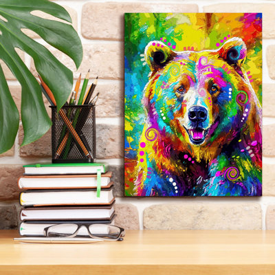Art mural sur toile Millwood Pines «The Majestic Grizzly» par Dean Russo, 12 po x 16 po