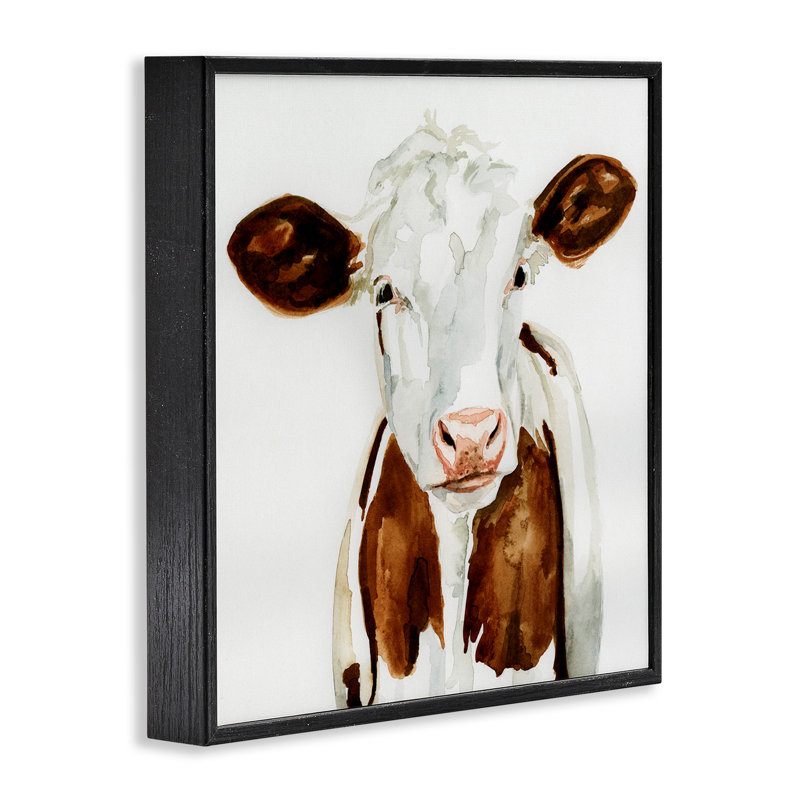 «Farm Cow Portrait Neutral Watercolor Brown Tan» par Victoria Barnes - impression d'art graphique, H 24 po x l 24 po