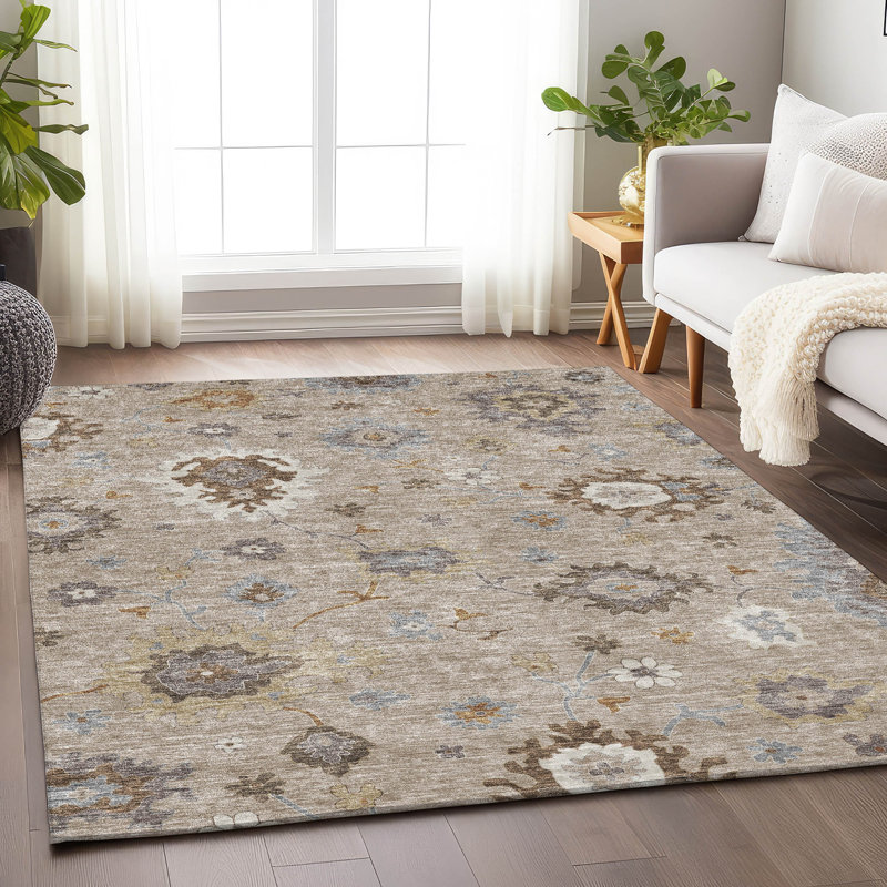 Premium Machine Washable Prisco Taupe Rug, Rectangle 9' x 12'
