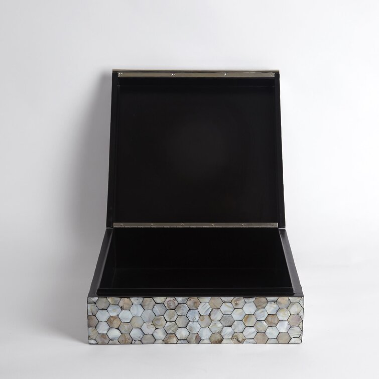 73145 by UMA - Black Mother of Pearl Geometric Floral Box with