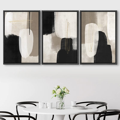 " Color Blocks Abstract Shapes Wall Art " 3 - Pieces Painting Print
