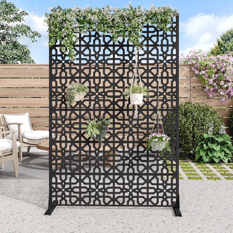 Paravent d'extérieur rectangulaire en métal 72 "x 47", Noir