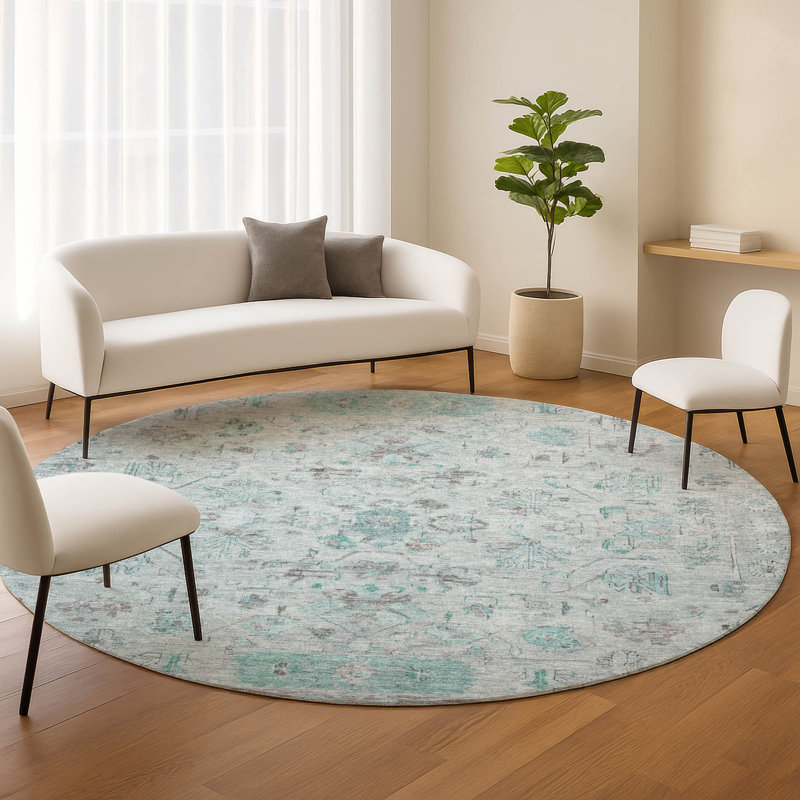 Machine Washable Indoor/Outdoor Chantille ACN2323 Global Rug, Round 8'