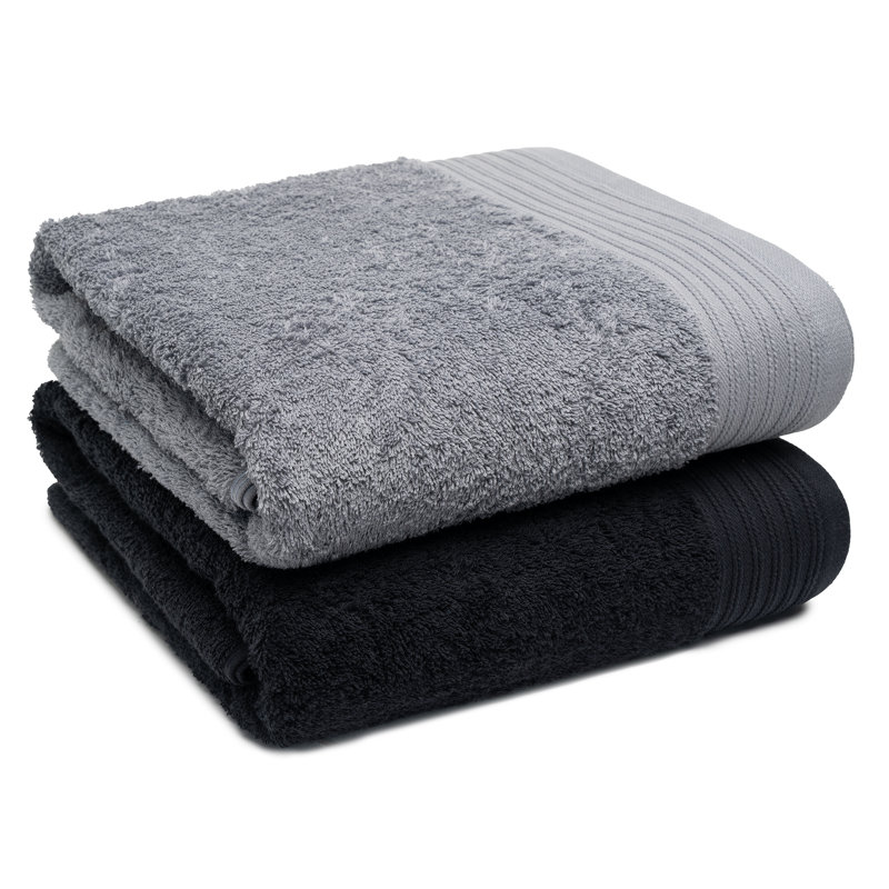 Lorena Midweight Bath Sheet, Dark Gray/Black