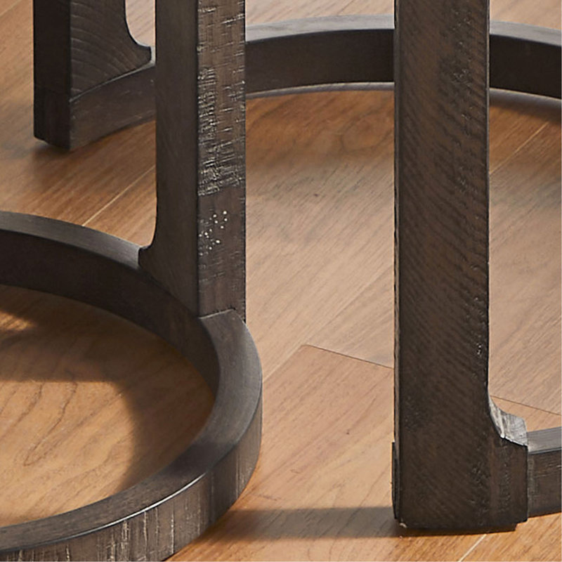 (Table basse + table d'appoint) Grand ensemble de tables basses rondes rondes à 2 niveaux avec centre rond, table ronde Mid-Century avec roulettes, table d'appoint de style rustique pour le salon, le bureau, un appartement