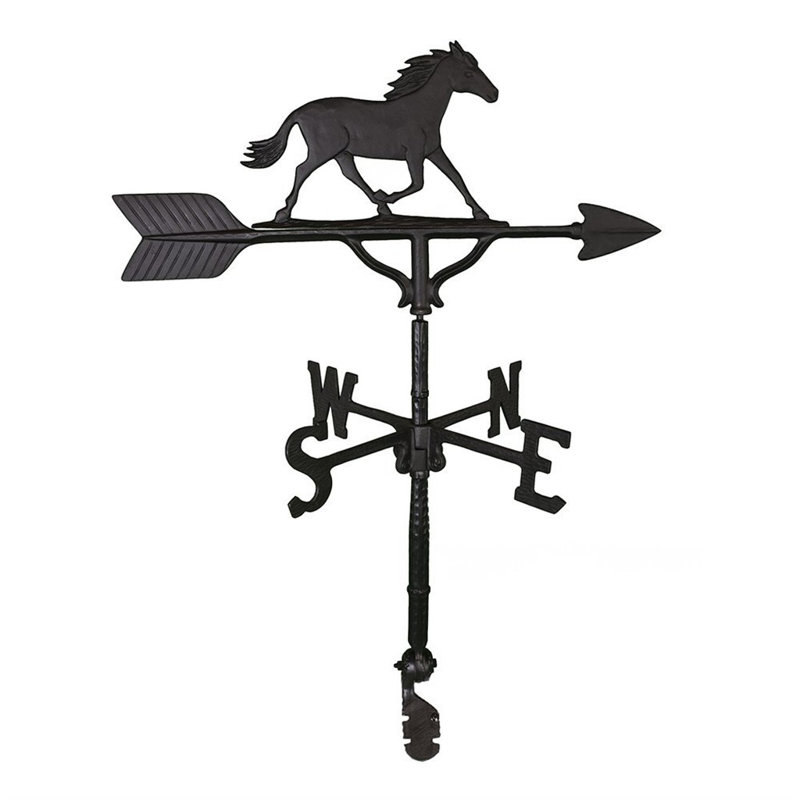 32'' Black Aluminum Horse Weathervane with Gold Finish