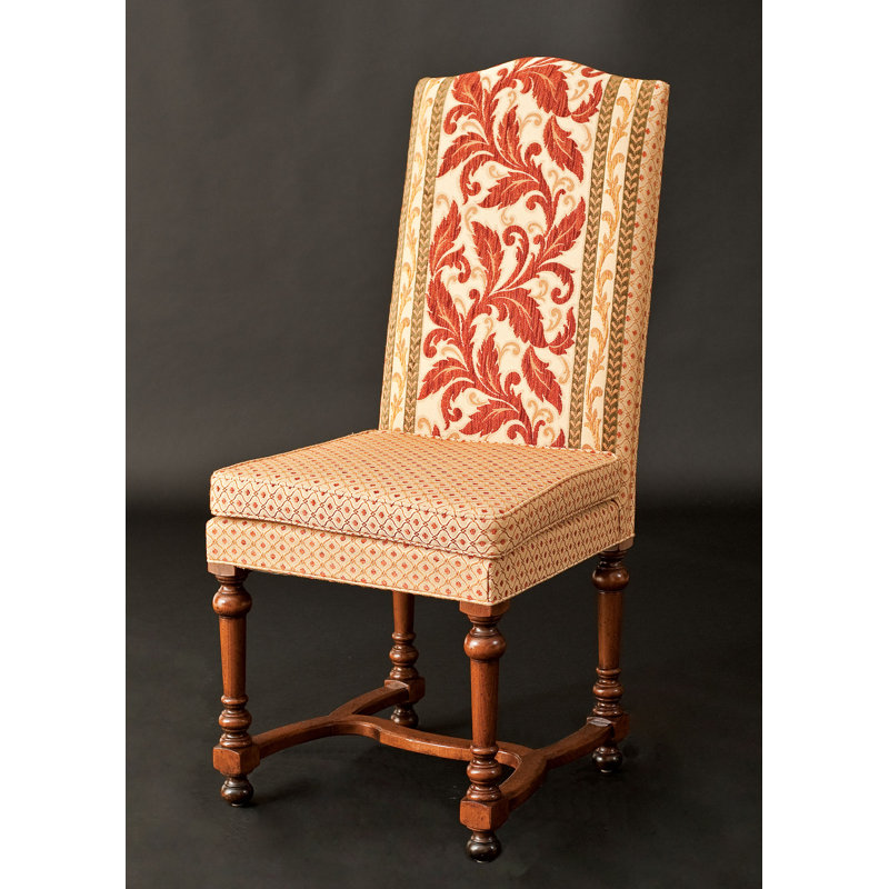 Muslin Upholstered Side Chair in Orange/Beige