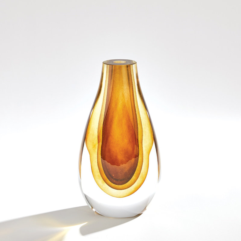 Gradient Handmade Glass Table Vase, 12" H x 6.5" W x 4.5" D