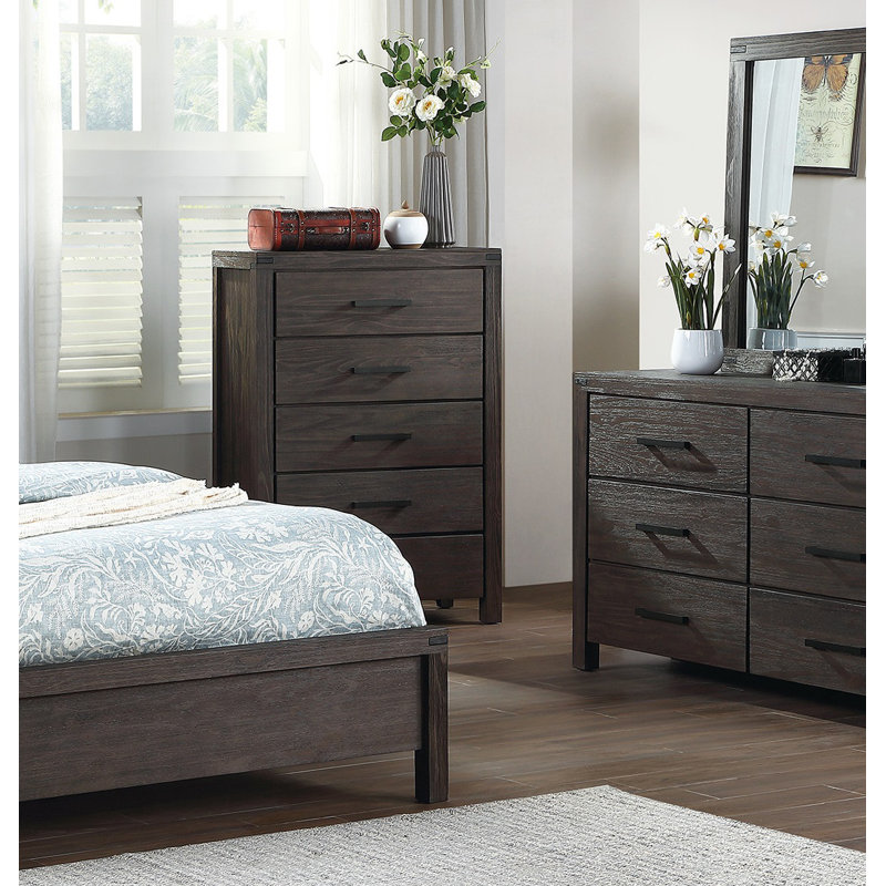 Commode 5 tiroirs en gris foncé