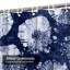 Abstract Floral Dot Motif White Navy Shower Curtain with 12 Hooks-828794044