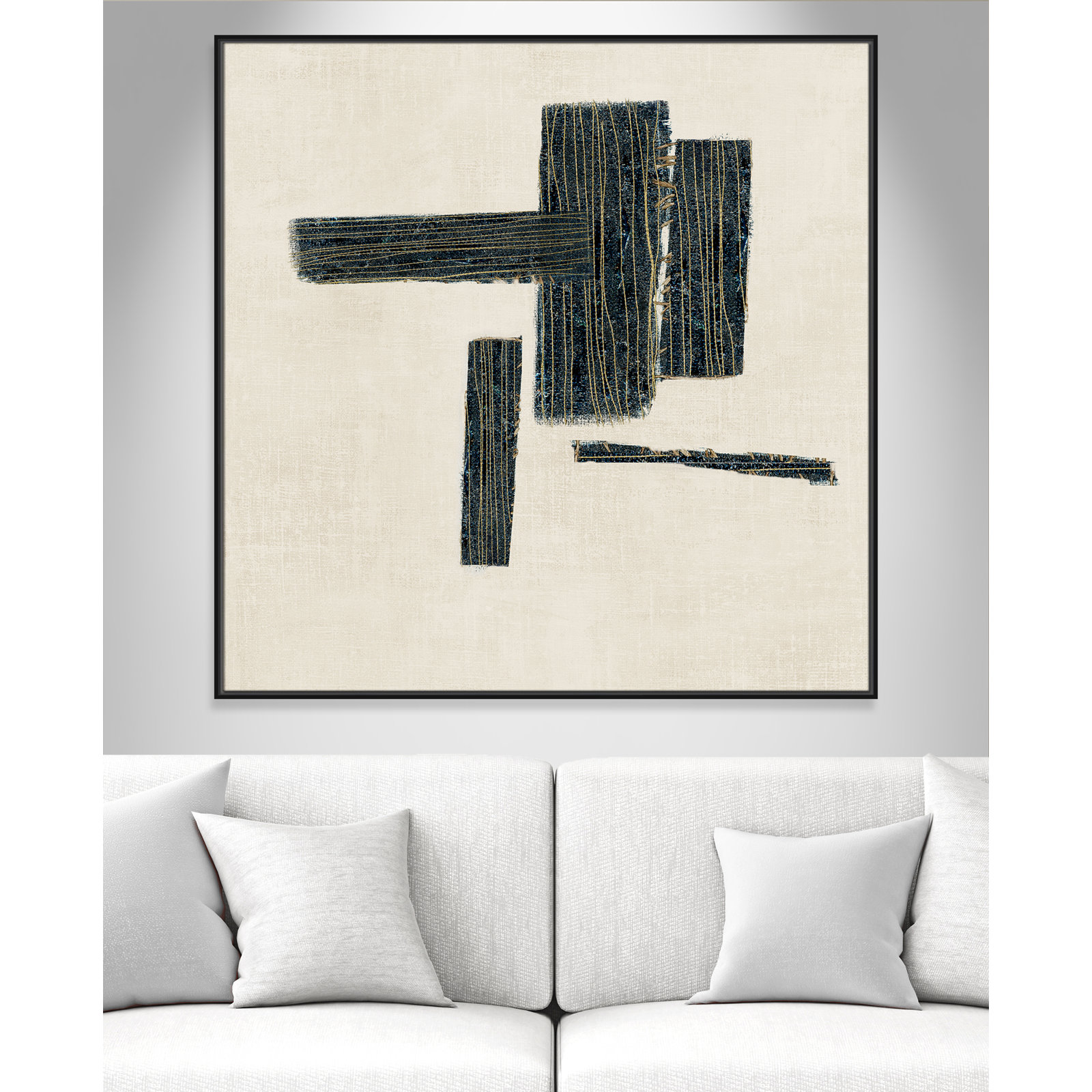 Stiched II Print by , 46.5" H x 46.5" W, Black