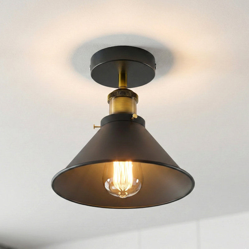 Regina Semi Flush Mount, Black/Gold
