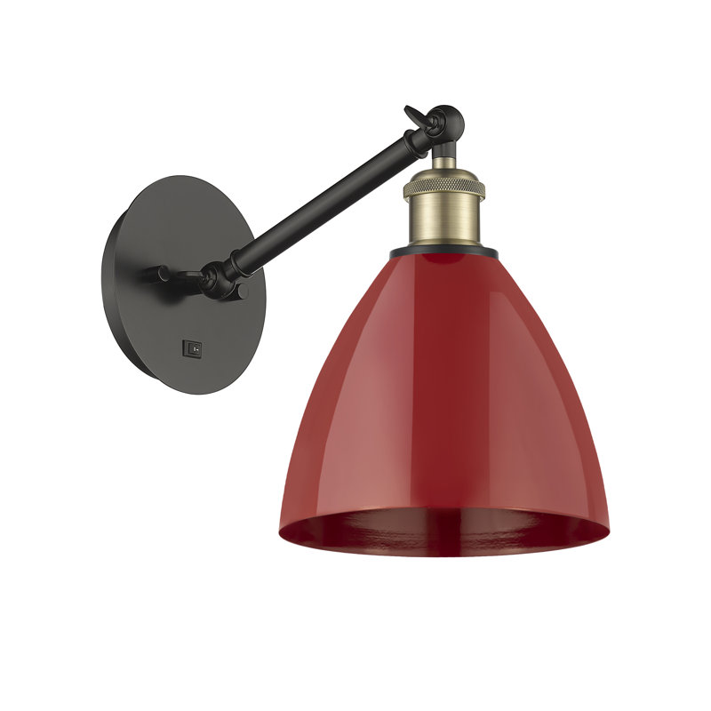Armed Sconce, Red, Black Antique Brass