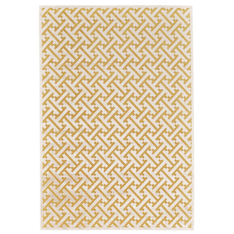 Tapis jaune à motif géométrique Barbatti, Rectangle 7 pi 6 po x 10 pi 6 po