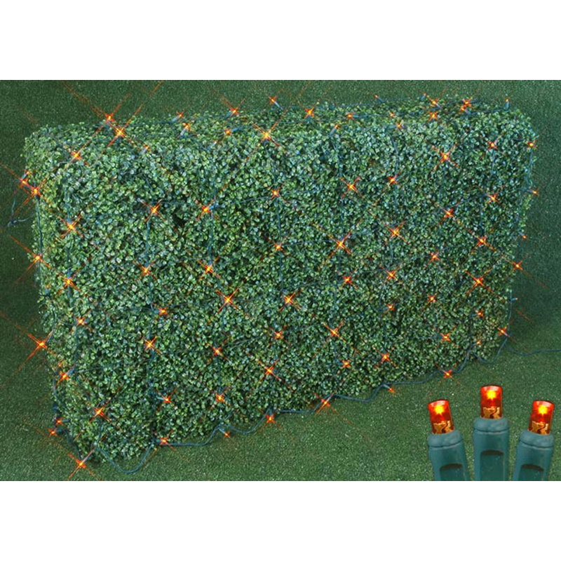 Ensemble de lumières de Noël à DEL de qualité commerciale The Aisle®, 4 pi x 6 pi, jaune, fil vert, 100 lumières, Orangé