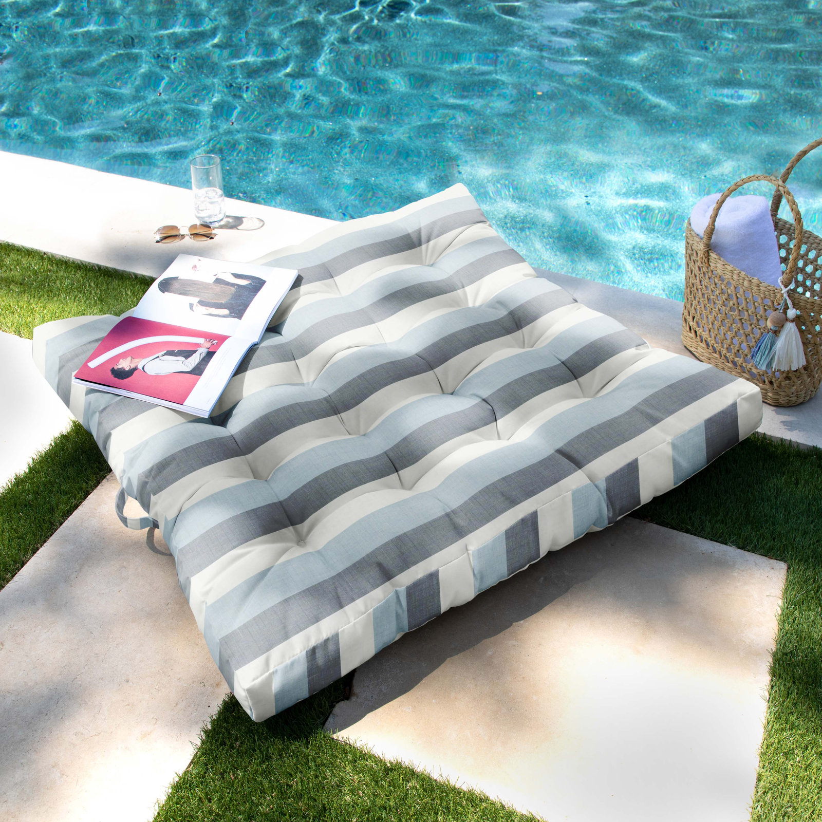 Antoni 40" x 40" Sunbrella® Throw Pillow, Direction Dew