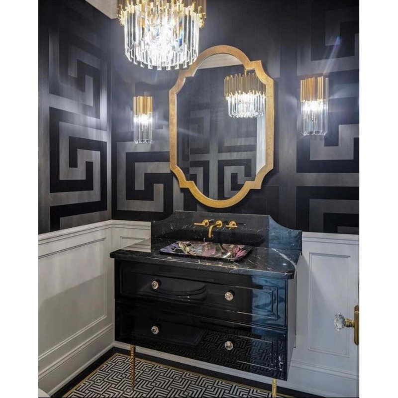 Alma 42.25" Wall Mounted Single Bathroom Vanity with Top, Nero Black