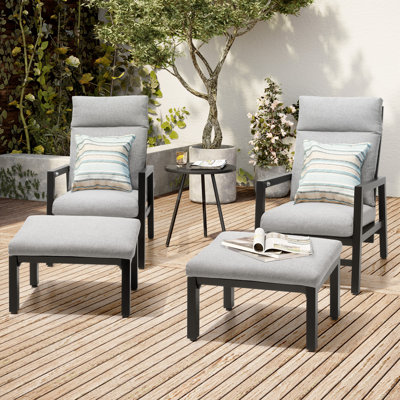 Recliner Patio Chair With Cushions And Ottoman