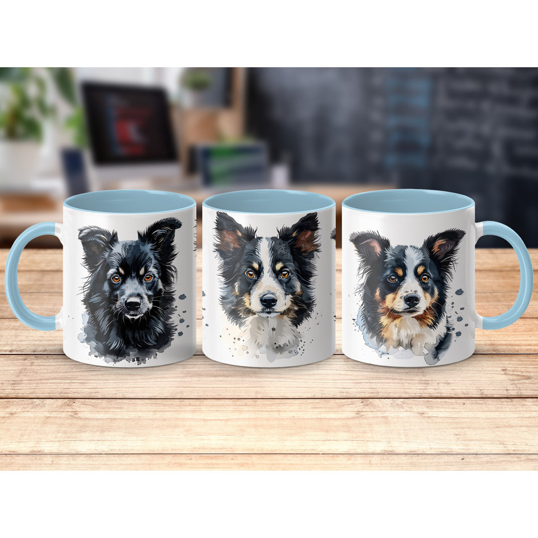 Watercolor Border Collie Design 11oz Coffee Mug