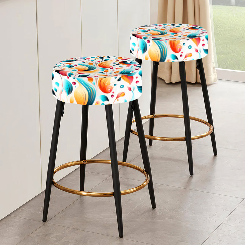 Minimaliste plume motif cachemire - ensemble de 2 tabourets de bar cachemire